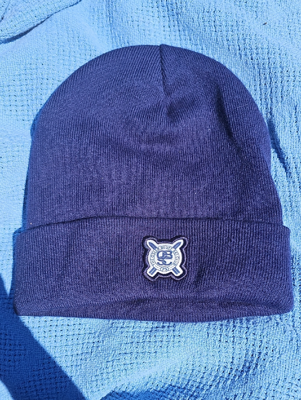 NWOT OSLER BLUFF Navy Knit Beanie with Crest Patch
